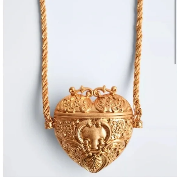 WEDDING Ultra rare Zara limited edition gold heart baroque Purse - Picture 4 of 11